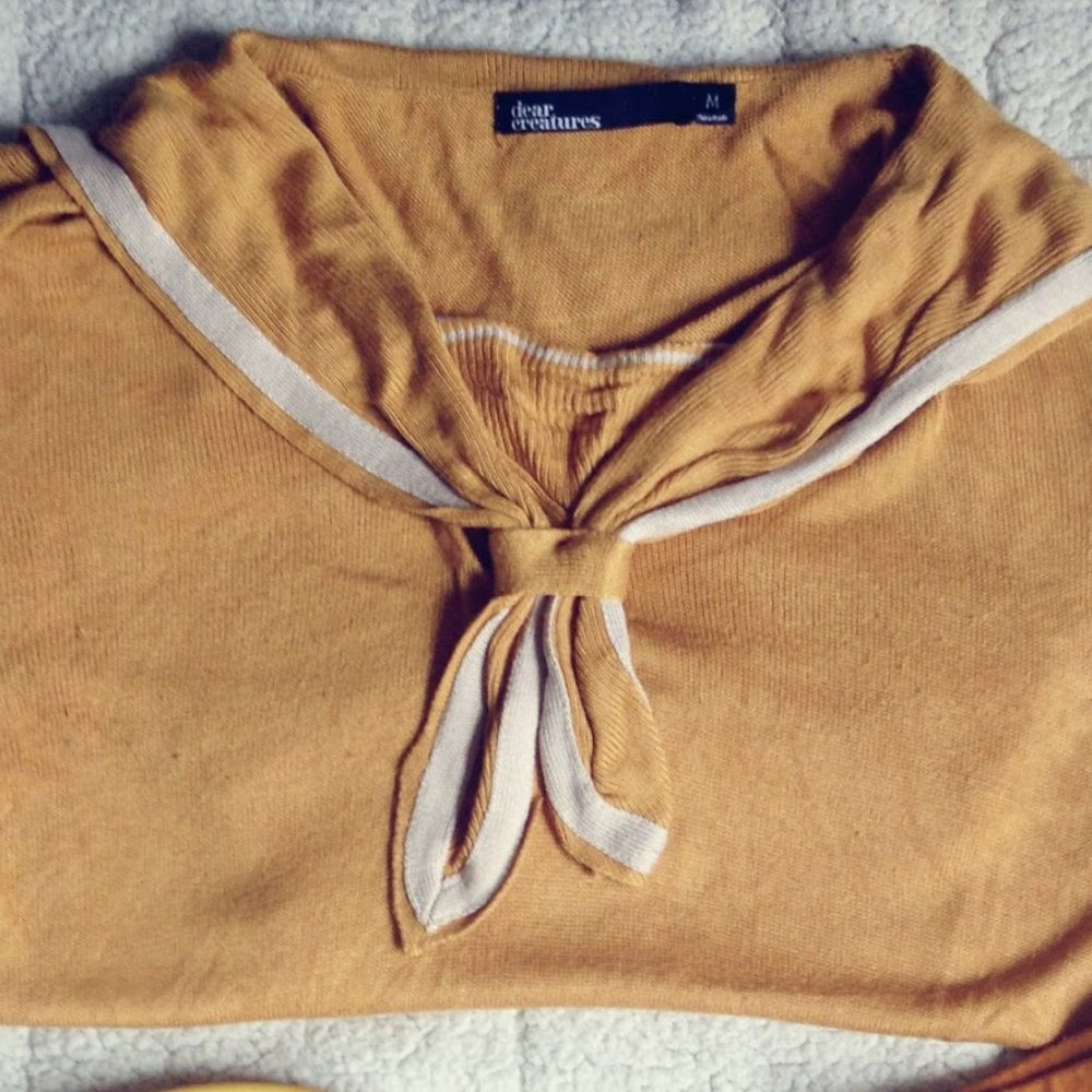 Dear Creatures Harbor Sailor Mustard Sweater